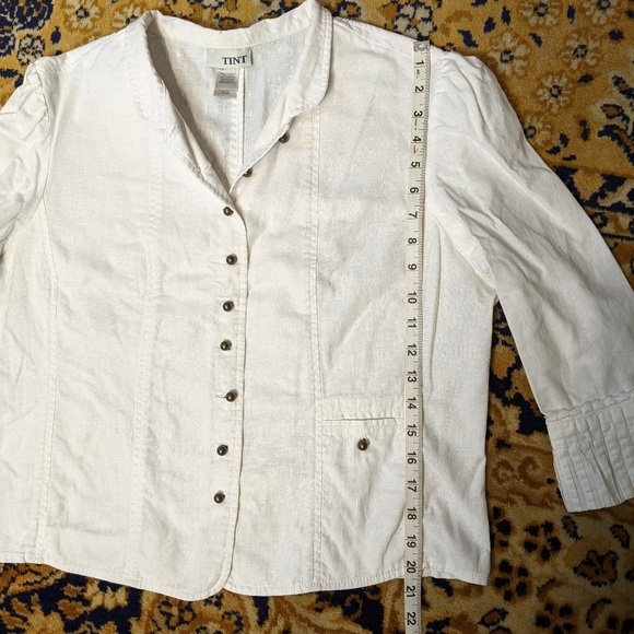 Tint white linen blend tailored jacket Sz Large - Picture 13 of 14